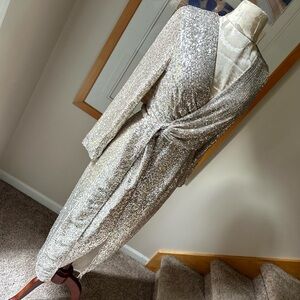 Resa Cher Maxi Dress in Silver Sequin NWT